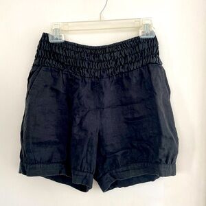 Black linen shorts by Nicole Bridger